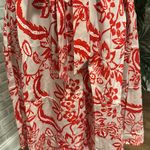 Red And Cream Floral Shirt Dress With Belt (M) Size M Photo 3
