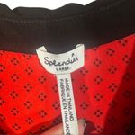 Splendid  Red Black Collared Floral Long Sleeve Button Down Blouse Women Sz L Photo 7