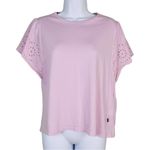 Gap  Pink Eyelet Sleeve T-Shirt Top‎ Women's Blouse M Feminine Coquette Soft Girl Photo 1