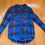 BDG Blue Plaid Flannel Button-Up Shirt | Women’s Medium Photo 0