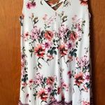 Three Pink Hearts Women   White floral Sleeveless Dress with pink, peach, blue Photo 1