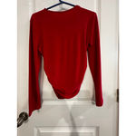 ZARA Women's  Red Long Sleeve Ruched Bodysuit M Photo 1