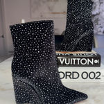 Alexandre Birman New  Myra Black Velvet Wedge Bootie Boot Womens 37 Witchy Gothic Photo 0