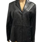 Amanda Smith Genuine Leather Vintage  Black Jacket Fully Satin Lined Womens 16 Photo 0