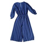 Hutch Anthropologie Wide Leg Navy Blue Striped Tie Jumpsuit Size Small Photo 2
