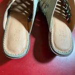 Woven Leather Mule Slides Womens 8 Sage Green Slip Photo 12