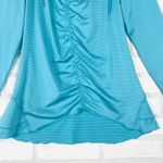 Calvin Klein Calvin‎ Klein Performance Teal Striped Ruched Front Long Sleeve Hoodie Medium Photo 2