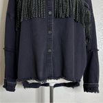 ZARA  Woman Western Black Denim Studded Fringe Jacket, Sz Small Photo 4