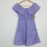 Reformation NWT “Botanica” off the shoulder button front mini dress in lilac. 4. Photo 6