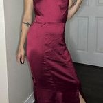 Burgundy one shoulder formal maxi dress Red Size 4 Photo 0