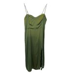 Abercrombie & Fitch  Camille Green Satin Midi Dress Size Large Olive Green Date Photo 1