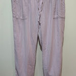 Old Navy  linen blend pants size L pale pink elastic waist wide leg crop Photo 0