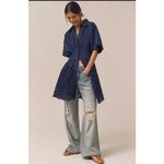 Anthropologie NEW  Exquise The Tobie Button Front Pleated Shirt Dress Eyelet Mini Photo 3