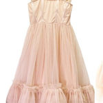 Lace & Beads Powder Pink Corset Tulle Midi Maxi Dress Size 8 Coquette Romantic Photo 0