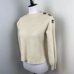 Madewell  Cream Boatneck Button Shoulder Ballon Sleeve Wool Sweater XS Photo 7