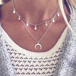 Silver Horn Boho Choker Necklace Photo 0