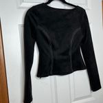 Fifteen Twenty XS Black Square Neck Long Sleeve Top Faux Suede Contrast Stitch Photo 2
