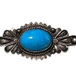 Antique Hünkar German Southwestern Style Turquoise 925 Silver Designer Brooch Photo 0