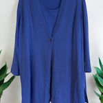 Chico's Blue Cardigan Tank Top Set Knit Sleeveless Buttoned XL Photo 0