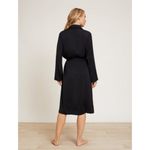 Barefoot Dreams 💕💕 Washed Satin Notch Collar Robe ~ Black Medium M NWT Photo 3