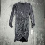 Calvin Klein Calvin‎ Klein Dress Womens 8 Black Silver Cheetah Leopard Print Ruched Edgy Punk Photo 1