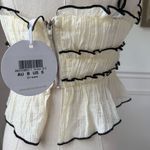 Selfie Leslie NWT Indikah Maidens Tie Detail Overlock Top Cream $65 S Photo 5