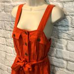 Urban Outfitters  Size Medium Orange Linen Blend Sleeveless Belted Romper Photo 8