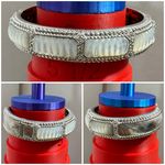 Judith Ripka 925 Sterling Silver Mother Of Pearl Hinged Cuff Bangle Bracelet Photo 7