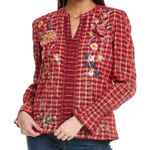 Johnny Was  Lani Victorian Effortless Blouse In Plaid size small Photo 0