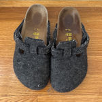 Birkenstock Boston Felt Wool Charcoal Gray Size 38 245 Clogs Slip On Photo 0