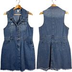 Joie  Sleeveless Collared Button Up Denim Mini Dress Women's XL Blue Jean Country Photo 1