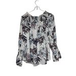 Veronica M  Womens Blouse‎ Off Shoulder Smocked Long Sleeve Cuffed Top Large NWT Photo 7