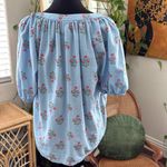 st. john's bay St. John’s Bay Blue Floral Short Sleeve Popover Blouse Top Photo 1