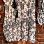 Miami womens paisley vneck tassels boho mini dress black white S Photo 1
