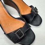 Lucky Brand Black Leather Strappy Wedge Sandals Womens 8.5 Peep Toe Summer Beach Photo 1