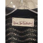 Diane Von Furstenberg Vintage  Sweater Womens Medium Metallic Cardigan Shimmer 80 Photo 1