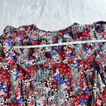 Floral Print Blouse Top Womens Size 3X Red Blue Tie Neck Flounce Sleeve Boho Photo 10