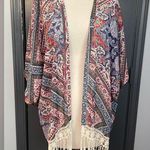 Eyeshadow Bohemian Paisley Beachy Festival Kimono with Fringe Photo 0