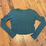 Anthropologie  Pilcro Cotton Seamed L/S Top Green Teal SMALL Photo 1