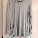 Livi Active Heathered Light Green Lace Up Sides Soft Hoodie Top Photo 0