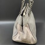 Coach 20165 Turnlock Edie Carryall Gray Pebbled Leather & Suede Shoulder Bag Photo 4
