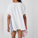 Free People  Knot Me Floral Geometric Scarf Mix Media Tie-Front Blouse Top L Photo 4