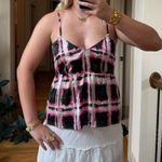Pink, black, and green plaid satin tank top Size XL Photo 0