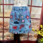 Michael Kors NYC Pop Art Denim Skirt Light blue wash size 8 Photo 4