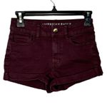 American Eagle Hi Rise Shortie Cutoff Shorts Burgundy Size 00 Photo 1