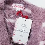 Pink Rose Pullover Stripes Eyelash Knit Sweater Long Sleeves Photo 8