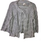 Madison Wool Alpaca Blend Crochet Open Knit Cardigan Sweater Grey Size Large Gray Photo 0