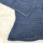 BCBGMAXAZRIA Blue Open Weave Tunic Sweater Long Sleeve Semi Sheer Size Large Photo 5