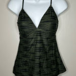 Athleta  Ariel Green and Black Cutout Lace-up Back Tankini Top Size S Photo 0