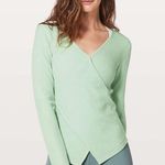Lululemon Wrap it Back Sweater Sea Breeze Green Cashmere Knit Top Reversible 4 Photo 0